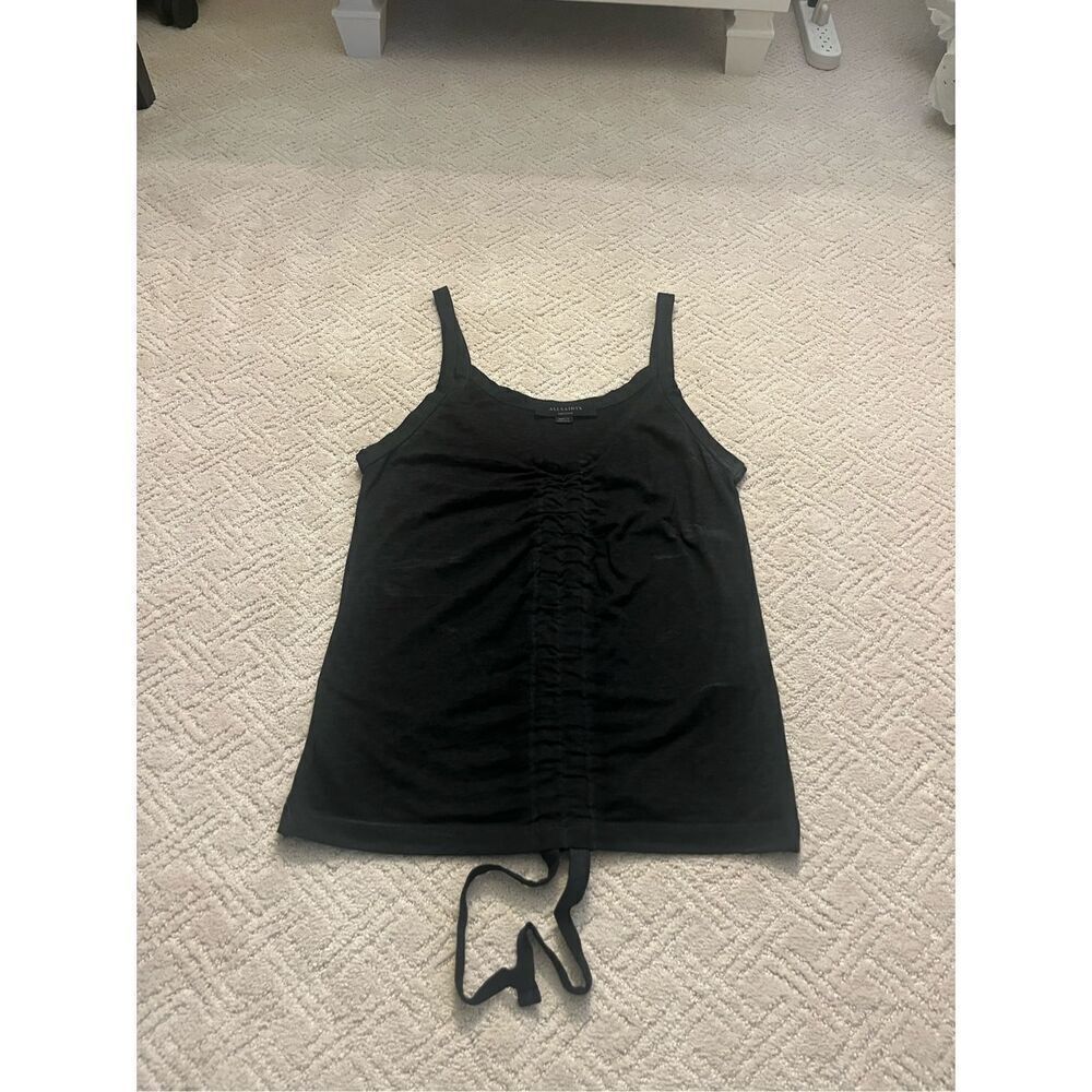 NWOT All Saints Black Ruched Tank Top